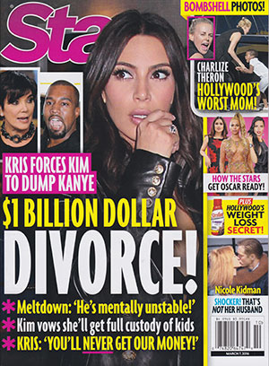 Illustration for article titled This Week In Tabloids: Kim Is Leaving Kanye, Gwen Is Leaving Blake, and I'm Leaving Earth